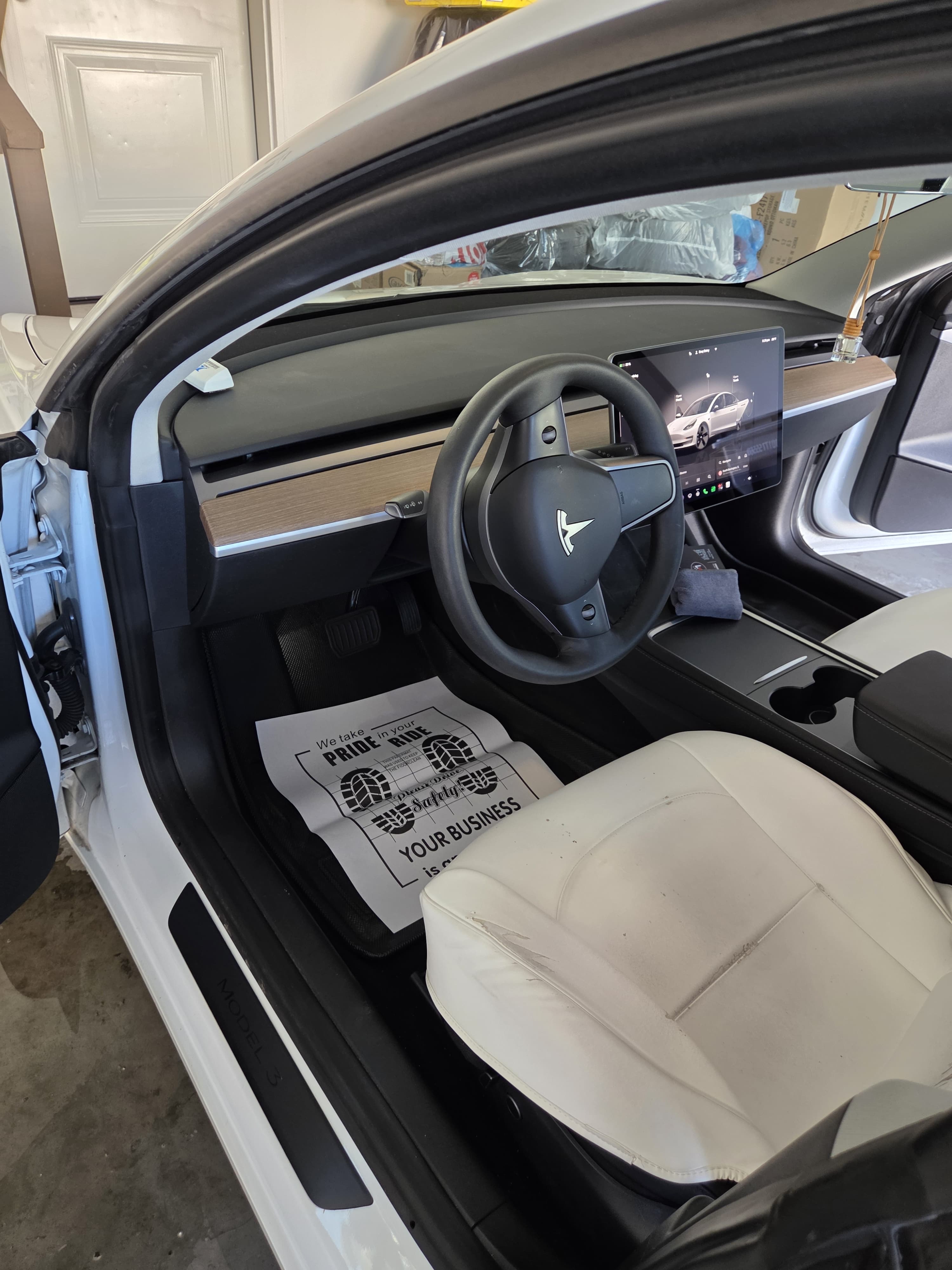 Tesla front interior after detailing