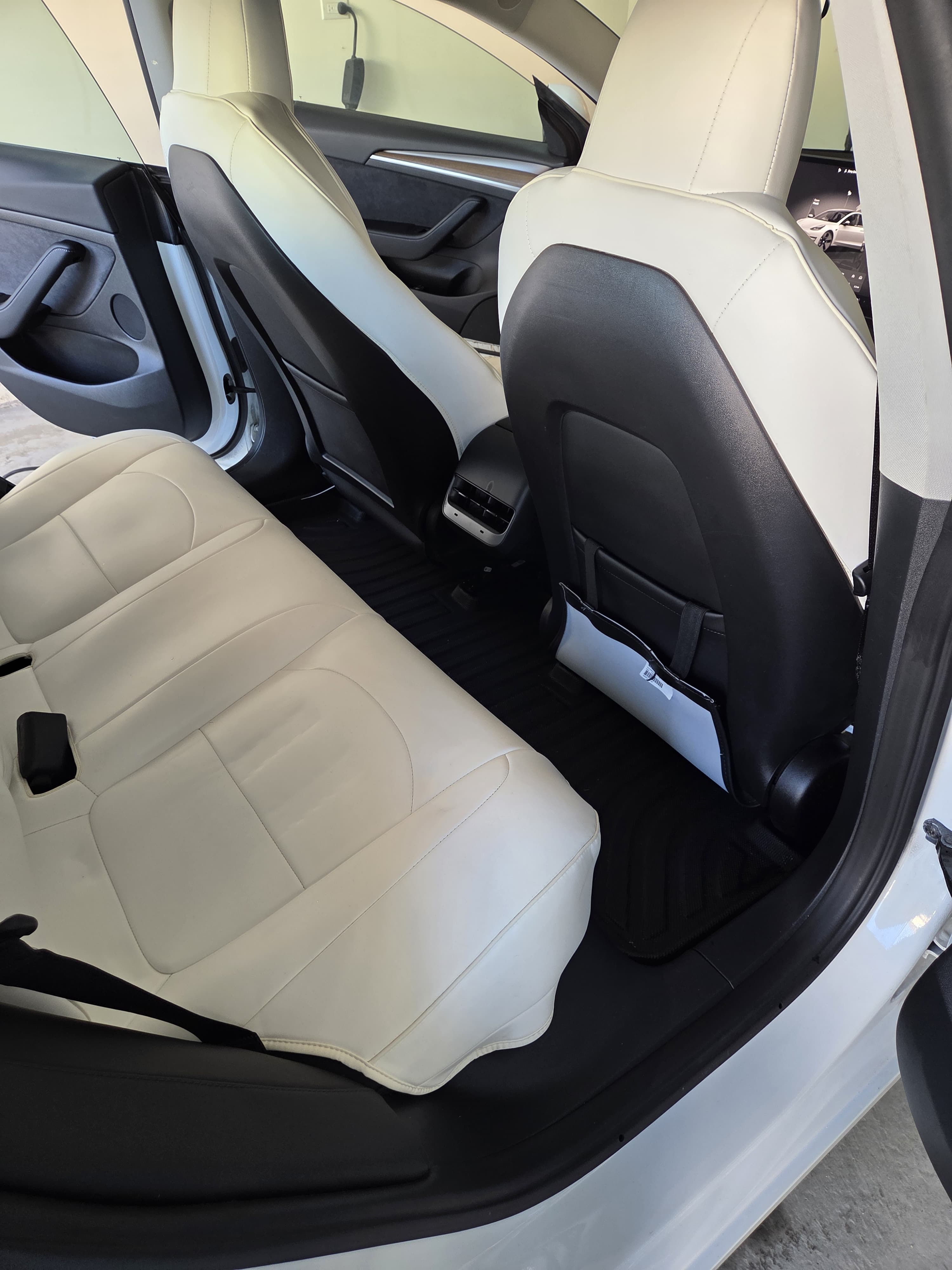 Tesla rear interior after detailing