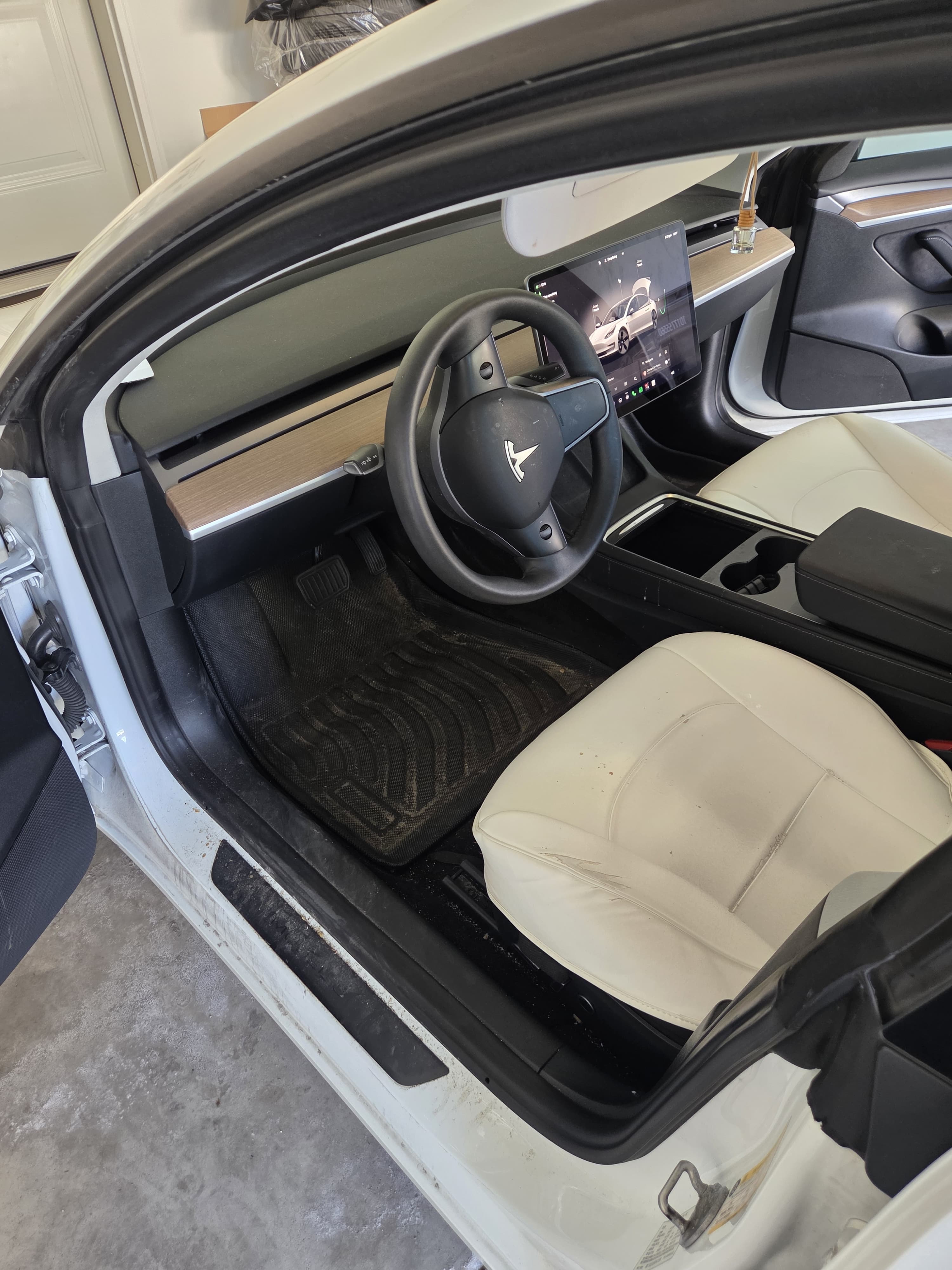 Tesla front interior before detailing
